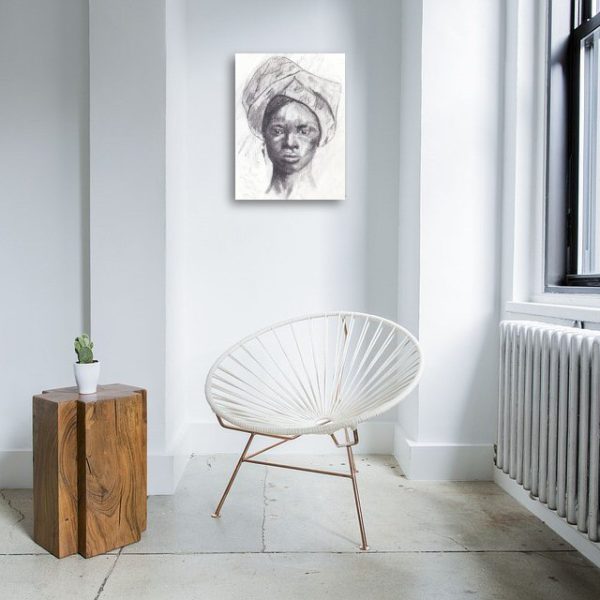 African woman in head tie canvas wall art