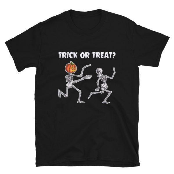 Trick or Treat Running Skeletons Halloween Black Tee T-shirt tshirt