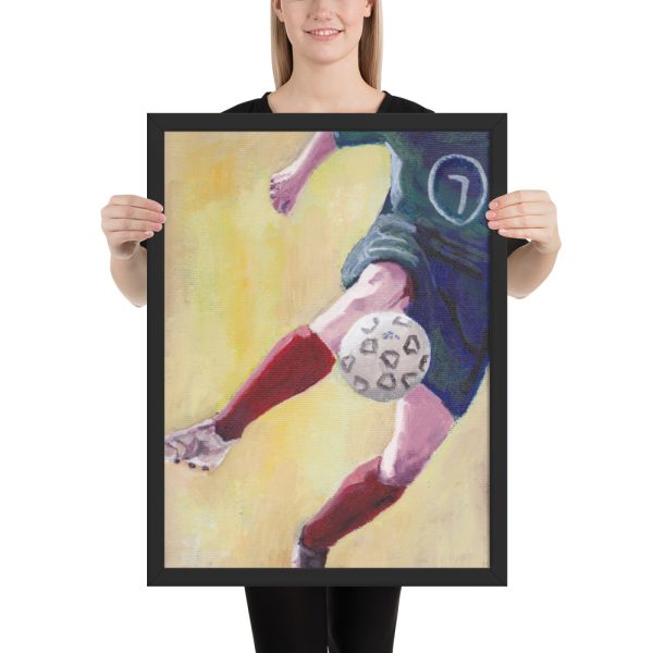Footballer in Red Socks Framed Print Wall Art