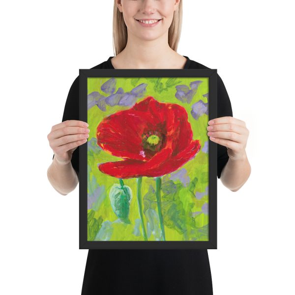 Red Poppy Flower Painting Framed Print Wall Art
