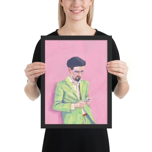 Cool in Green, Portrait Painting, Framed Print Wall Art