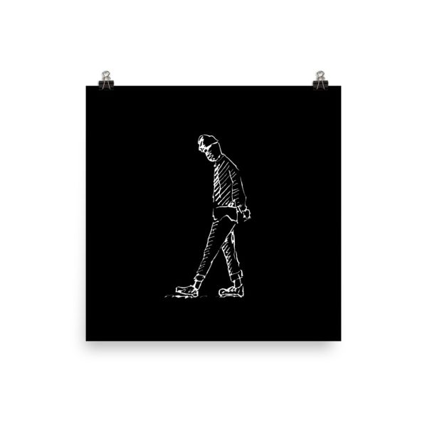 Man Deep in Thought Drawing Poster Print Wall Art