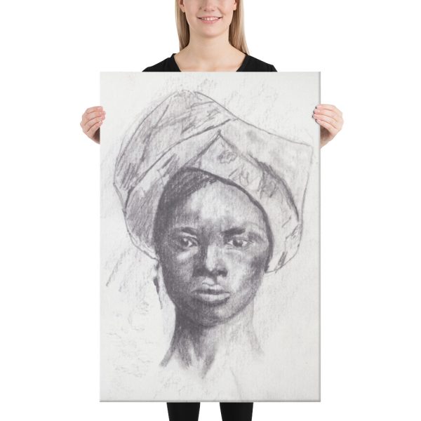 African Woman in Head Tie Canvas Print Wall Art