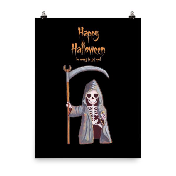 Dwarf Grim Reaper Happy Halloween Poster Print Wall Art