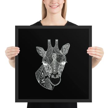 Giraffe Head Zentangle Doodle Framed Print Wall Art