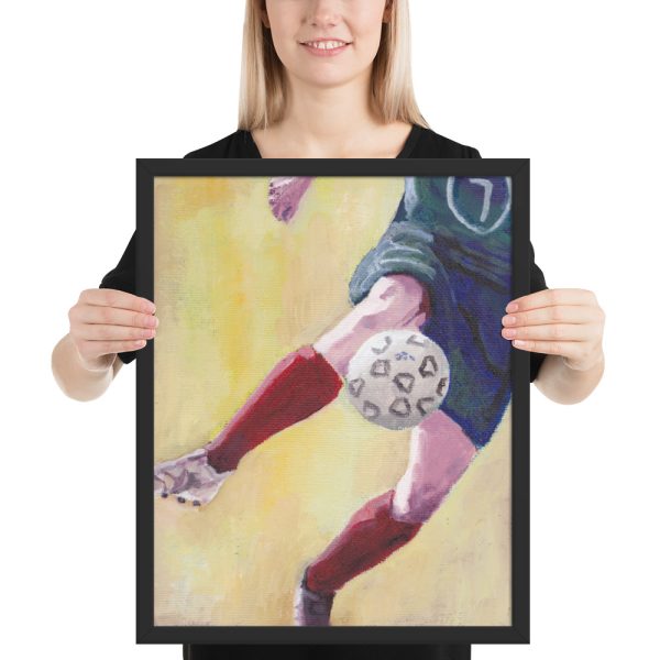 Footballer in Red Socks Framed Print Wall Art