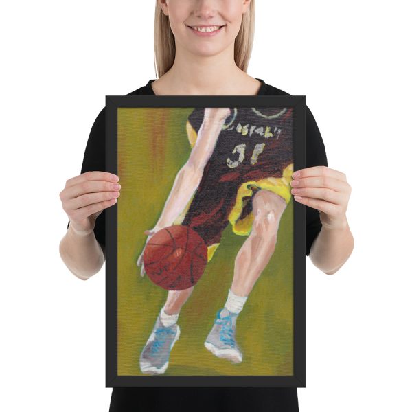 Basketball Player and Ball Framed Print Wall Art