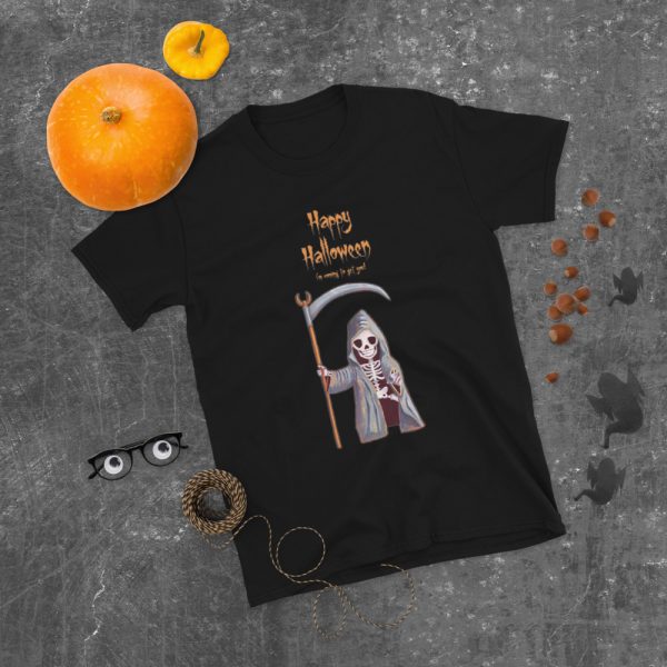 Black tshirt | Dwarf Grim Reaper Happy Halloween T-shirt