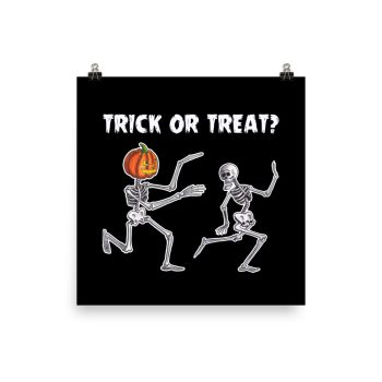 Trick or Treat Halloween Running Skeletons Poster Print Wall Art