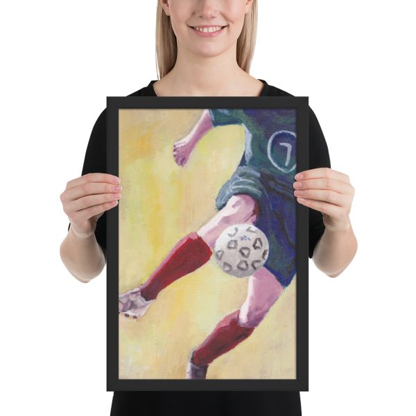 Footballer in Red Socks Framed Print Wall Art