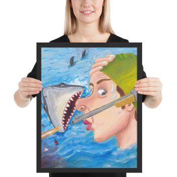 Whew Shark Shock Framed Print Wall Art