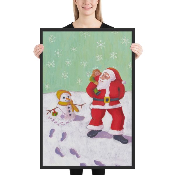 The Snowman's Xmas Present Painting Framed Print Wall Art