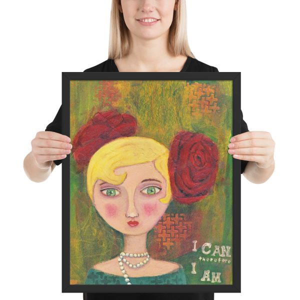 Mixed Media Lady, Portrait Painting, Framed Print Wall Art
