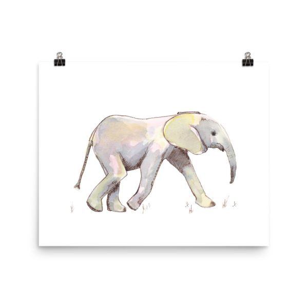 Baby Elephant in Pastel Poster Print Wall Art