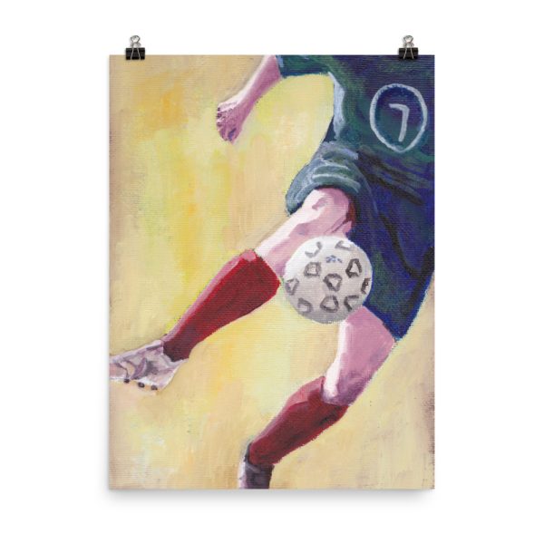 Footballer in Red Socks Poster Print Wall Art