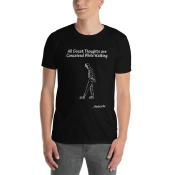 Man wearing black tshirt | Nietzsche Quote t-shirt