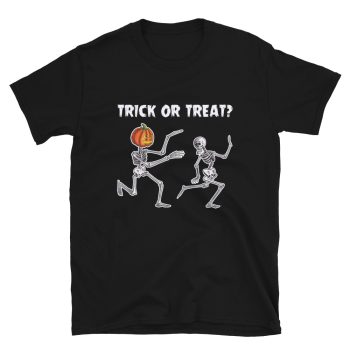Black Halloween tshirt | Trick or Treat Running Skeletons T-shirt