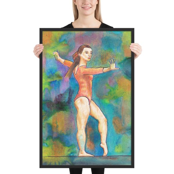 Gymnast on Print Painting Framed Print Wall Art