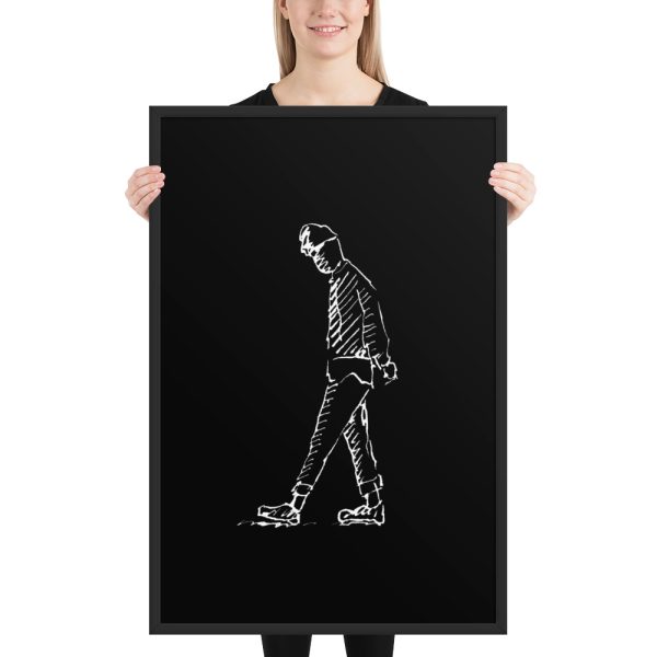 Man Deep in Thought Drawing Framed Print Wall Art