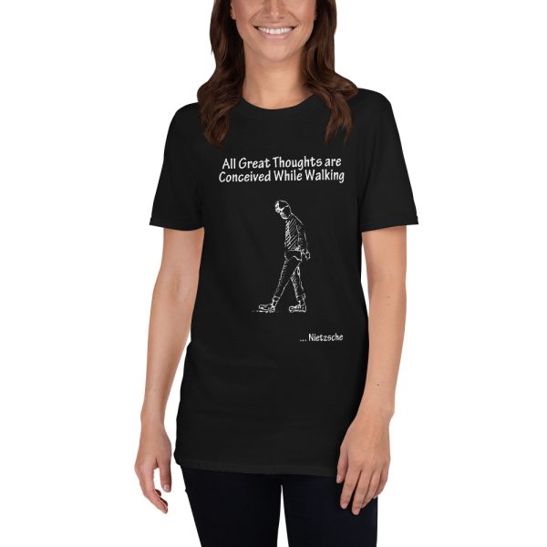 Woman wearing black tshirt | Nietzsche Quote T-shirt