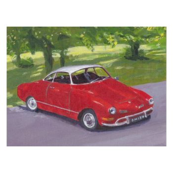 Red Classic Car in Greenwich Art Print Poster
