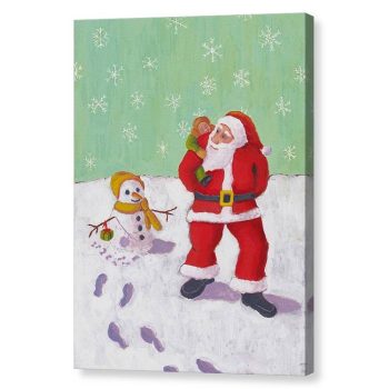 The Snowman's Xmas Present Canvas Print Wall Art