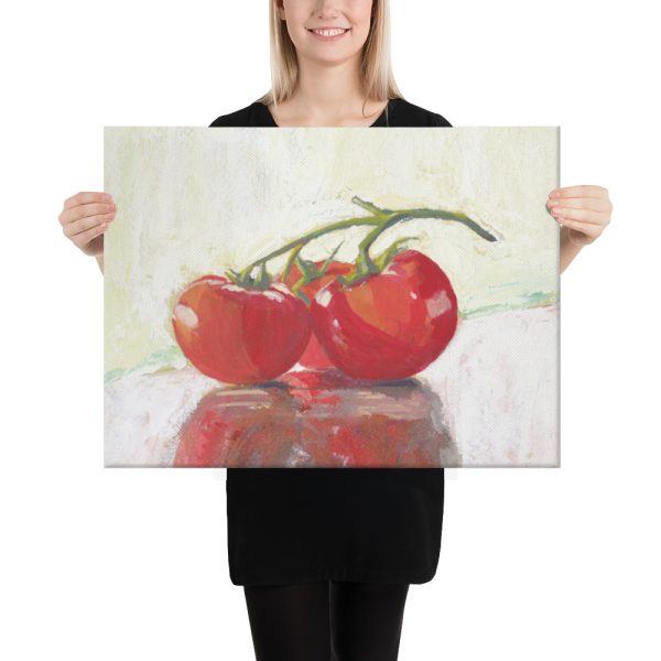 Three Tomatoes Still Life Canvas Print for Office Decor