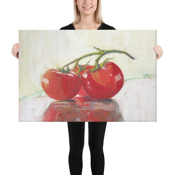 Three Tomatoes Still Life Canvas Print for Home Decor