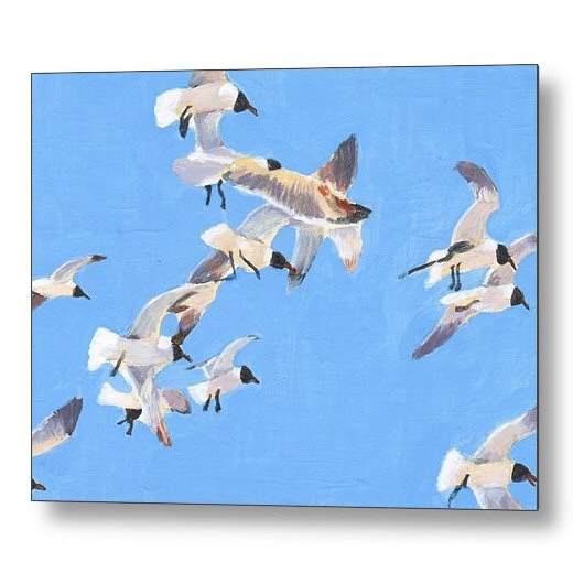 Flock of Seagulls Painting 18 x 24 inches Metal Print Wall Art
