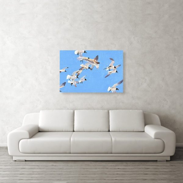 Flock of Seagulls Painting 24 x 36 inches Metal Print Wall Art