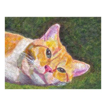 Ginger Tabby Cat Relaxes Jigsaw Puzzle 500