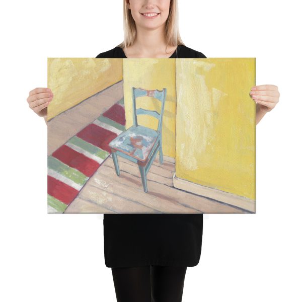 Runner and Teal Chair Canvas Print 18 x24 inches Wall Art
