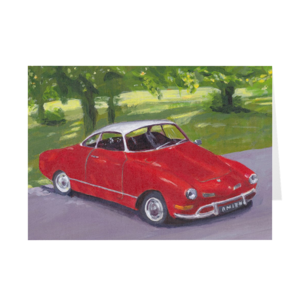 Red Classic Car in Greenwich Park Greeting Card
