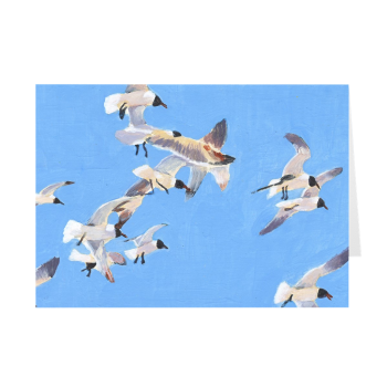 Flock Of Flying Seagulls Greeting Card