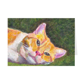 Ginger Tabby Cat Relaxes Greeting Card