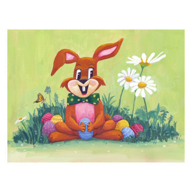 Easter Bunny and Eggs Poster - Art by Tina Lewis