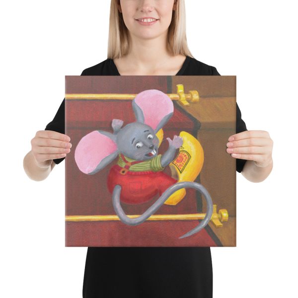 Mouse with Clogs On 16x16 Canvas Print