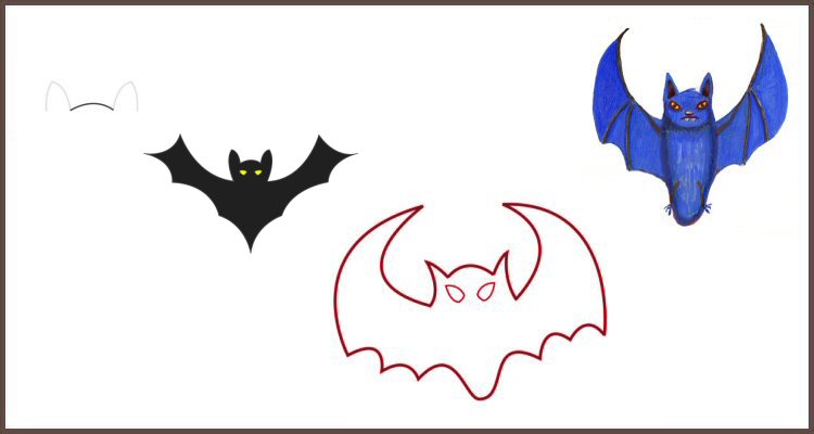 How to draw a Bat for Halloween