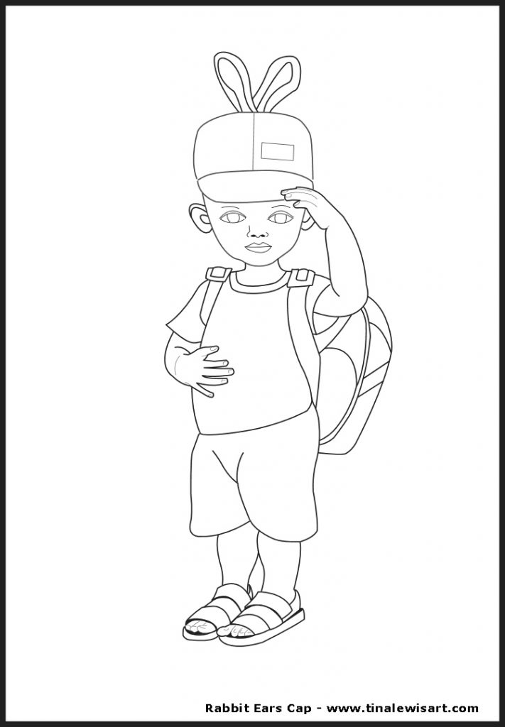 Rabbit Ears Cap Colouring Sheet