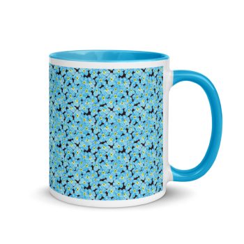 Forget Me Not Pattern Glossy Ceramic Mug 11oz blue handle