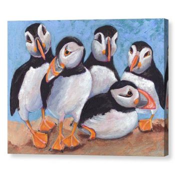 Puffins 12x16 Canvas Print