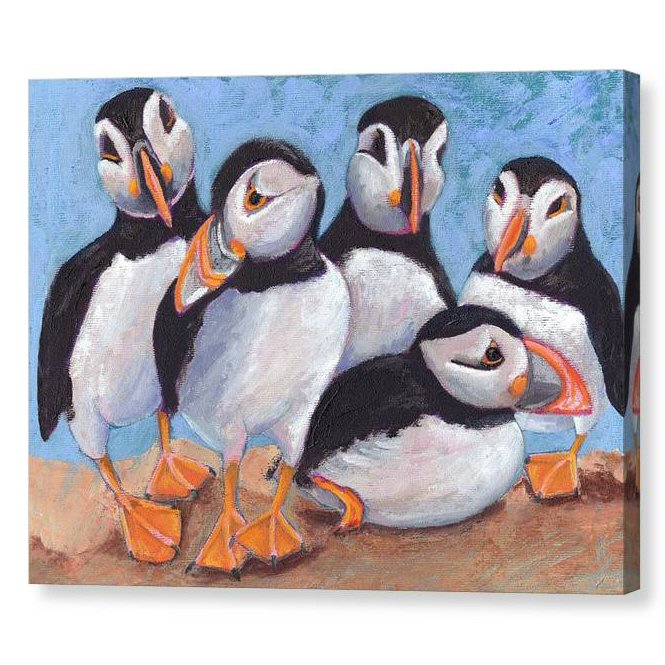 Puffins Canvas Print - Art by Tina Lewis