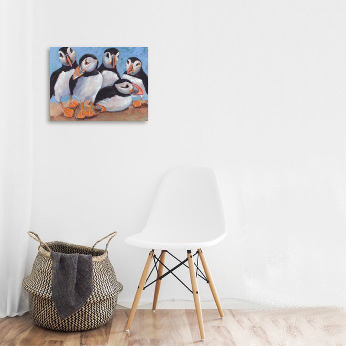 Puffins Canvas Print - Art by Tina Lewis