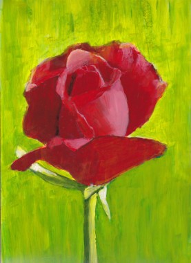 Red Rose Painting on Yupo