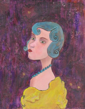 Lady With Blue Curls and Pearls
