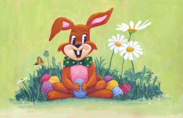 Easter Bunny and Eggs Painting