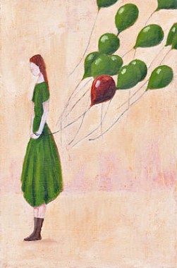 Girl With Green Balloons